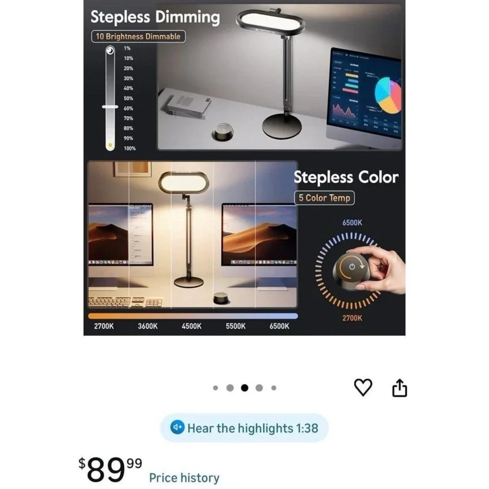 Desk Lamp, weighted (anti-tip over)